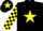 Silk - Black, yellow star, checked sleeves, black cap, yellow star