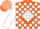 Silk - Orange, orange 'b' on white diamond, orange and white diamond blocks on sleeves
