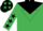 Silk - emerald green, black yoke, BLACK inverted triangle, stars on sleeves and cap