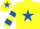 Silk - Yellow, royal blue star, hooped sleeves and star on cap
