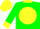 Silk - Green, yellow ball, yellow cuffs and collar, yellow cap