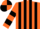 Silk - Fluorescent orange, black stripes, orange and black hoops on sleeves, orange and black quartered cap