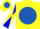 Silk - Yellow, royal blue ball, yellow fleur de lis, blue and yellow diagonal quartered sleeves