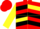 Silk - Red, black chevrons, black and yellow quartered sleeves, red cap