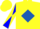 Silk - Fluorescent yellow, royal blue diamond frame, blue and yellow diagonal quartered sleeves
