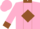 Silk - Pink, brown diamond 'jmf' brown front panel, brown collar, brown cuffs