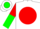 Silk - White, green 'sp' on red ball, red and green halved sleeves