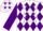Silk - White, white 's' in purple horse head, purple diamonds, white stars on purple sleeves