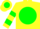 Silk - Yellow, yellow 'hm' in green ball, green hoops on sleeves