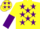 Silk - Yellow body, purple stars, yellow arms, purple halved, yellow cap, purple stars