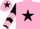 Silk - Pink, black star, black sleeves, pink chevrons, pink cap, black star