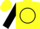 Silk - Yellow, black circle on yellow 'rcz', yellow bars on black sleeves, yellow cap