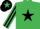 Silk - EMERALD GREEN, BLACK star, striped sleeves, BLACK cap, EMERALD GREEN star