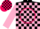 Silk - Black, hot pink circle and 'ig', pink blocks on slvs