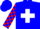 Silk - Blue,  '4 fun' on red trimmed white cross, white sleeves with blue blocks, blue cuffs