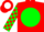 Silk - Red, white 'ml' in green ball, red and green checked sleeves