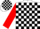 Silk - White, black blocks, white stripe on red sleeves