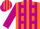 Silk - Orange, orange symbols on violet dots, violet stripes on sleeves