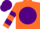 Silk - Orange, purple ball, purple hoops on sleeves, purple cap