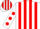 Silk - White, red stripes ,red dots on slvs
