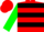 Silk - Red, green and black hoops, green sleeves, red and black cuffs