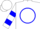 Silk - White, blue 'p' in blue circle, blue hoops on sleeves