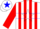 Silk - White, red stripes, blue hoop with white star, red sleeves