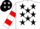 Silk - White, black 'painted sable', blue and black stars, red bars on sleeves