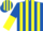 Silk - royal blue, yellow stripes, royal blue and yellow halved sleeves, royal blue cap, yellow stripes