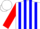 Silk - White, blue stripes, red sleeves, blue cuffs