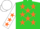 Silk - Lime green, orange stars, white sleeves, orange stars, white cap