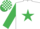 Silk - WHITE, emerald green star & sleeves, check cap
