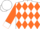 Silk - White, orange diamonds, white cuffs on orange sleeves, orange and white cap