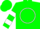Silk - Green, white circle 'b' on back, white bars on sleeves, green cap