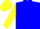 Silk - Blue, yellow  'f',  yellow sleeves and cap