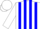 Silk - White and blue stripes, blue flag on back, white cap