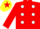 Silk - RED, white spots, yellow cap, red star