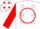 Silk - White, red 'af' in circle frame, white dots on red sleeves