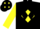 Silk - Black, yellow 'dckr', yellow diamond, black diamonds on yellow sleeves