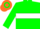 Silk - Green, orange 'oc' in white hoop, white hoop on green sleeves