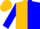 Silk - Gold and blue diagonal halves, blue 'wkf', gold and blue opposing sleeves