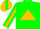 Silk - Green, green 'cm' on gold triangle panel