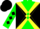 Silk - Green, black diagonal quarters, yellow cross sashes, black diamonds on sleeves, black cap