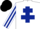 Silk - White, Dark Blue Cross of Lorraine, striped sleeves, Black cap