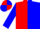 Silk - Red And Blue Halved diagonally, Blue Sleeves, Red And Blue quartered Cap