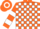 Silk - Orange and white blocks, orange sleeves, white hoop