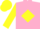 Silk - Pink, yellow diamond, pink band on yellow sleeves, yellow cap