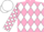 Silk - Pink, white band of diamonds, checked sleeves, white cap
