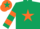 Silk - Dark green, orange star, hooped sleeves, orange cap, dark green star