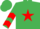 Silk - Emerald green, red star, red chevrons on sleeves, emerald green cap